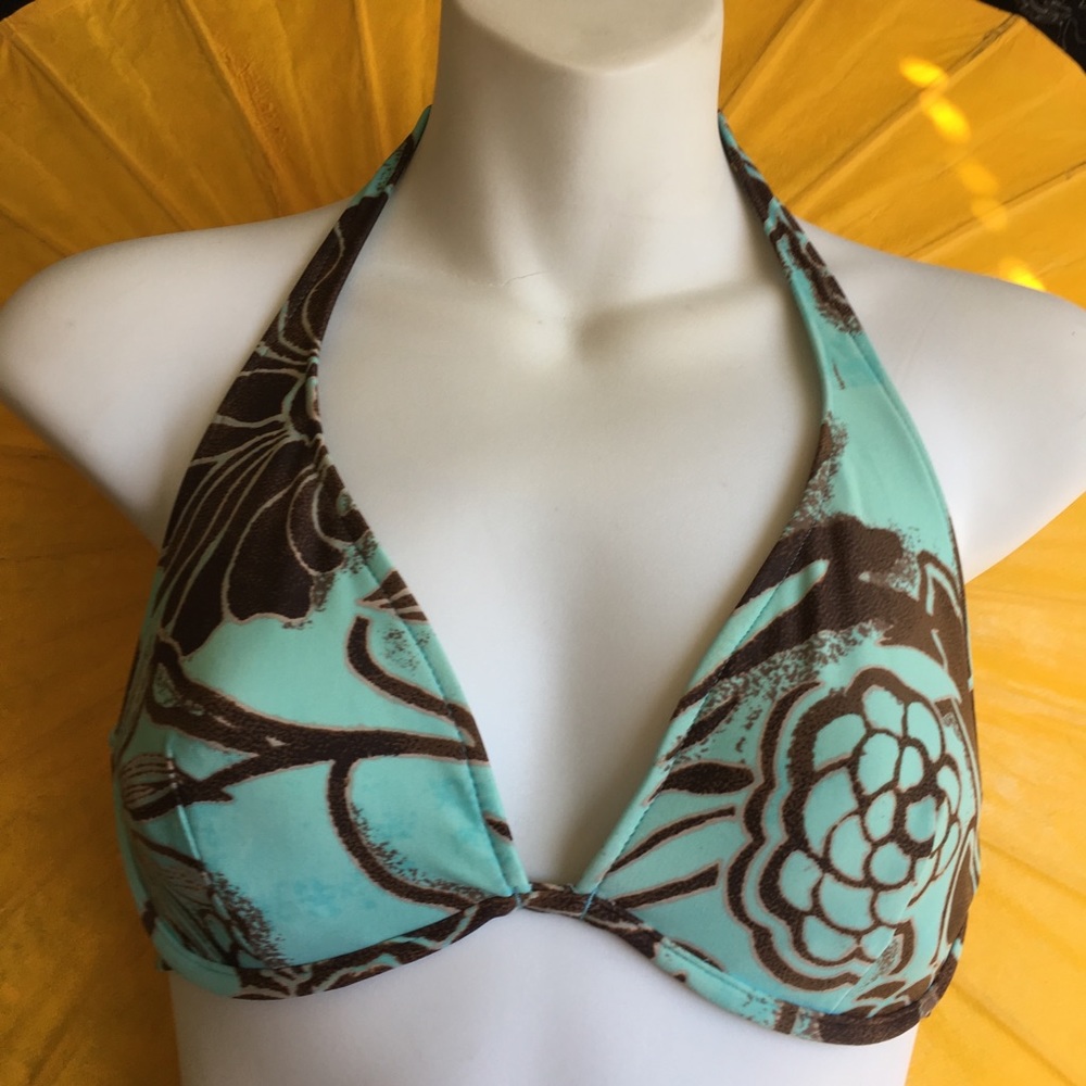 SUNSET SEPARATES  BIKINI TOP GREEN AND BROWN MED